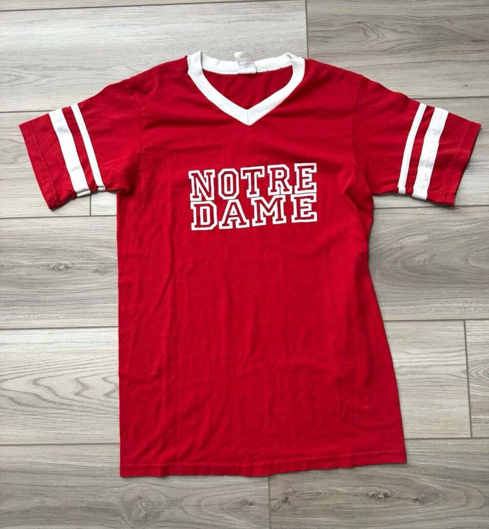 Notre Dame Ringer T-Shirt Adult Small Red White Augusta Sportswear (AS-IS)